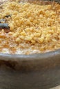 Hot tahini halva in a casserole