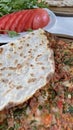 Ready to eat turkish fast food, lahmacun Royalty Free Stock Photo