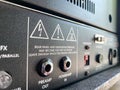 Close up Output Amplifier Back Panel. B&W style. Royalty Free Stock Photo