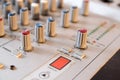 Close up of rear end of music amplifier,Mix control Royalty Free Stock Photo