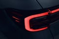 Close-up of the rear light of a modern car. Led optics of the car. Detail on the rear light of a car. Royalty Free Stock Photo