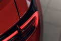 Close-up of the rear light of a modern car. Led optics of the car. Detail on the rear light of a car Royalty Free Stock Photo