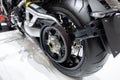 Close up of rear motorcycle wheel Royalty Free Stock Photo