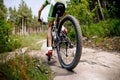 close-up rear wheel mountain bike Royalty Free Stock Photo