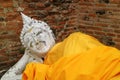 Close-up of Reclining Buddha Image at Wat Yai Chai Mongkhon Temple in Ayutthaya, Thailand Royalty Free Stock Photo