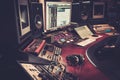Close-up of recording studio control desk. Royalty Free Stock Photo