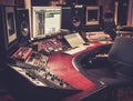 Close-up of recording studio control desk. Royalty Free Stock Photo