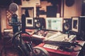 Close-up of recording studio control desk. Royalty Free Stock Photo