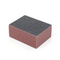 Close Up of Rectangular Abrasive Sanding Block in Grey and Red on White Surface Royalty Free Stock Photo