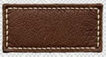 Brown Leather Label with Stitching Royalty Free Stock Photo