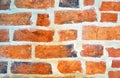 Close up of red aged brick wall as abstract background texture with old and vintage style pattern Royalty Free Stock Photo