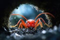 Close-up of a red ant emerging from its underground nest Royalty Free Stock Photo