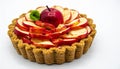 Close Up of a Red Apple Tart with a Flaky Crust on White Background Royalty Free Stock Photo