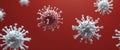A close up of a red background with white and red viruses Royalty Free Stock Photo