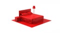 Close up red bedroom interiors design