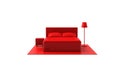 Close up red bedroom interiors design