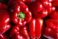 Close-up red bell peppers background with copy space. Royalty Free Stock Photo