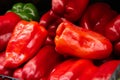 close-up of red bell peppers at a market stall Royalty Free Stock Photo