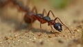 Close-up of a Red and Black Ant on Sand Royalty Free Stock Photo