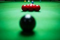 Close up of red and black balls on Snooker table Royalty Free Stock Photo