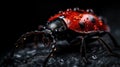 a close up of a red and black bug on a rock Royalty Free Stock Photo