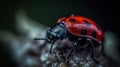 a close up of a red and black bug on a rock Royalty Free Stock Photo