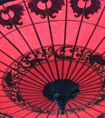 Close up of a red and black Japanese parasol Royalty Free Stock Photo