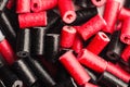 Close-up of red and black licorice candy pieces scattered randomly Royalty Free Stock Photo