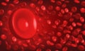 Close up red blood cells in the veins background 3D illustration