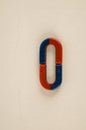 Close-up of red and blue magnet