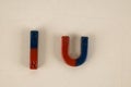 Close-up of red and blue magnet