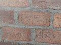 Close-up of Red Brick Wall Background with Grey Mortar Royalty Free Stock Photo