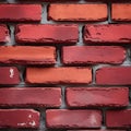 Close Up of Red Bricks with Gray Mortar and White Marks wall texture Royalty Free Stock Photo