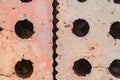 Close up of red bricks with holes. Textured background Royalty Free Stock Photo