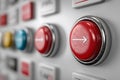 Industrial Control Panel with Red Arrow Button for Machine Operation Safety Generative AI Royalty Free Stock Photo