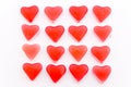 Close up red candy hearts in square Royalty Free Stock Photo