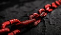 close up of red chains symbolizing slavery