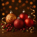 Close Up Red Christmas Balls Royalty Free Stock Photo