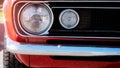 Close Up Of Red Classic Car Headlight Royalty Free Stock Photo