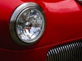 Red Classic Car Headlight And Grill