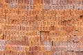 Close up of the red clay brick stack. Royalty Free Stock Photo