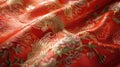 Close up of red cloth with dragon design, perfect for Asian-themed projects Royalty Free Stock Photo