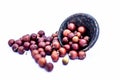 Close up of red colored popular Indian and Asian berries or bors or bers isolate d on white i.e.  Chaniya bor or chani bor or Indi Royalty Free Stock Photo