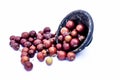 Close up of red colored popular Indian and Asian berries or bors or bers isolate d on white i.e.  Chaniya bor or chani bor or Indi Royalty Free Stock Photo