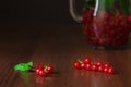 Close up with red currants berries with glass jug Royalty Free Stock Photo