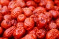 A close-up of a red date. Red dates are one of the delicious healthy foods.