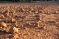 Red gravel and sand road surface of Australia, close Royalty Free Stock Photo