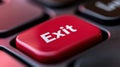 A close up of a red exit button on the keyboard, AI