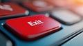 A close up of a red exit button on the keyboard, AI