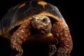 Close-up of Red-footed tortoises, Chelonoidis carbonaria, Isolated black background Royalty Free Stock Photo